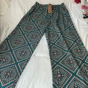High waisted polyester loose pants